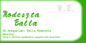 modeszta balla business card